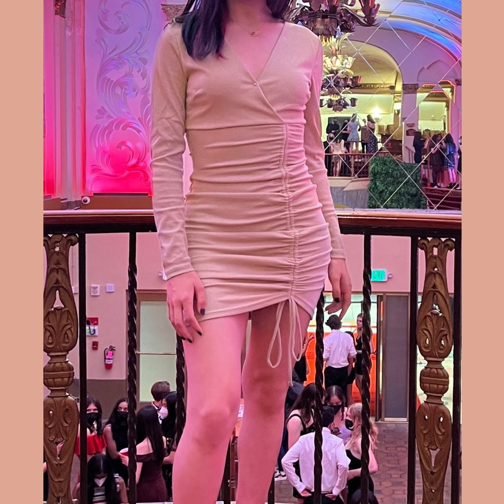 gold glittery bodycon dress
